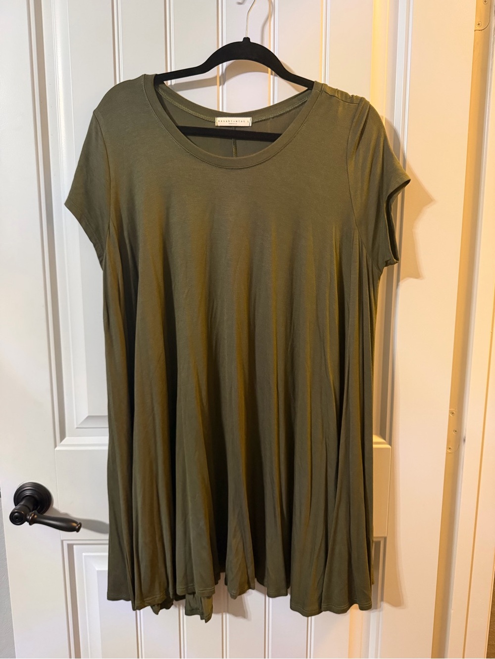 Relaxed Olive Short-Sleeve Swing Tunic - Unbranded